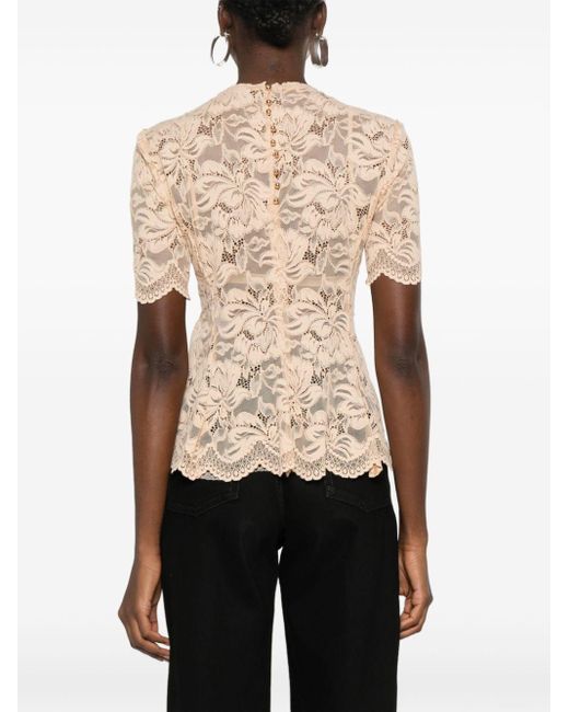 Rabanne Natural Floral-lace Semi-sheer Blouse
