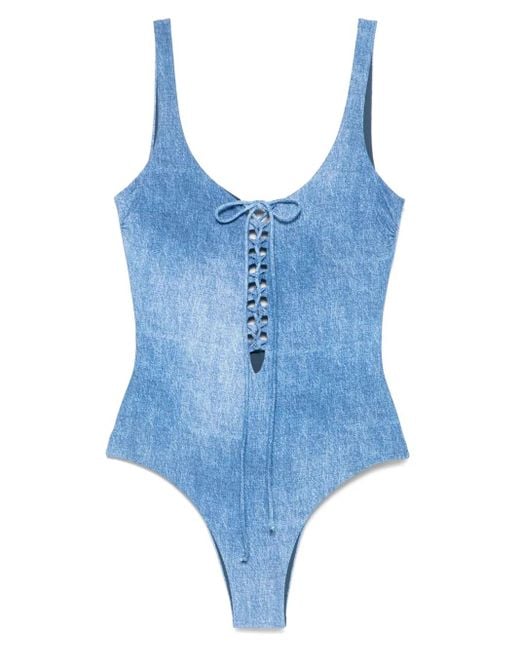 Fisico デニム ワンピース水着 Blue
