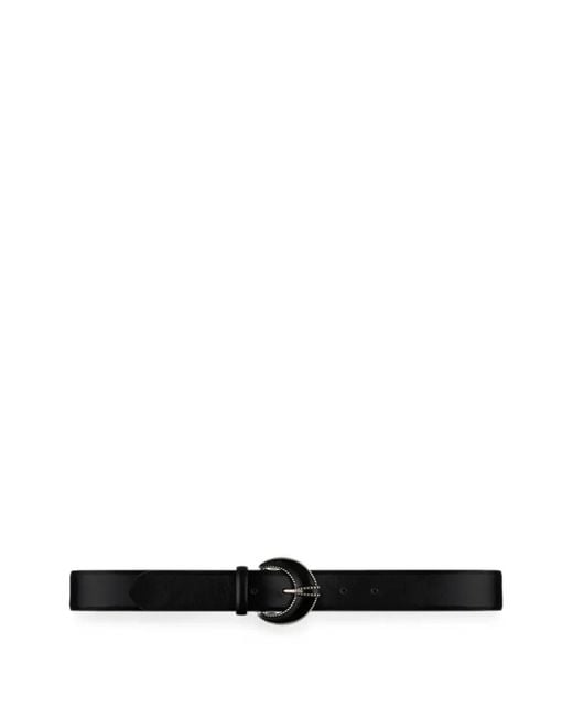 Ba&sh White Engraved-Buckle Leather Belt