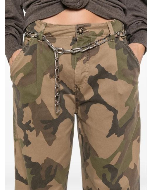 Circus Hotel White Camouflage-Print Chain-Link Jeans