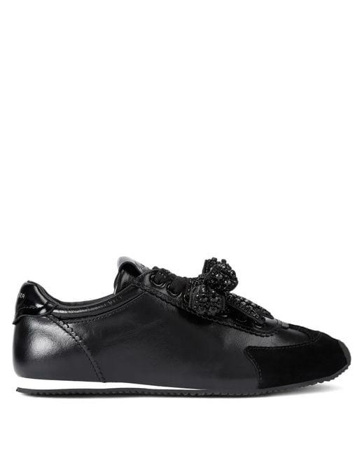 Kurt Geiger Black Islington Bow Leather Sneakers