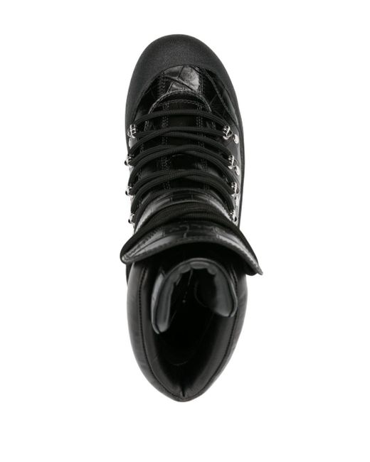 Bally Black Embossed-crocodile Lace-up Boots