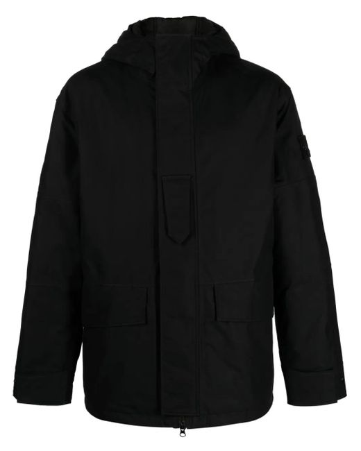 Stone Island Black Hooded Jacket Ghost Piece_O-Ventile With Primaloft Insulation Technology for men