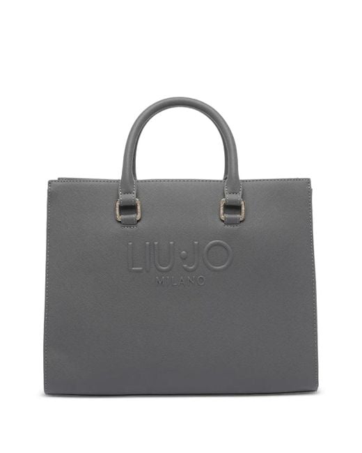 Liu Jo Gray Logo-Embossed Tote Bag