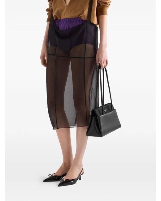 Prada Cigaline Midi-Rok Met Bretels in het Black