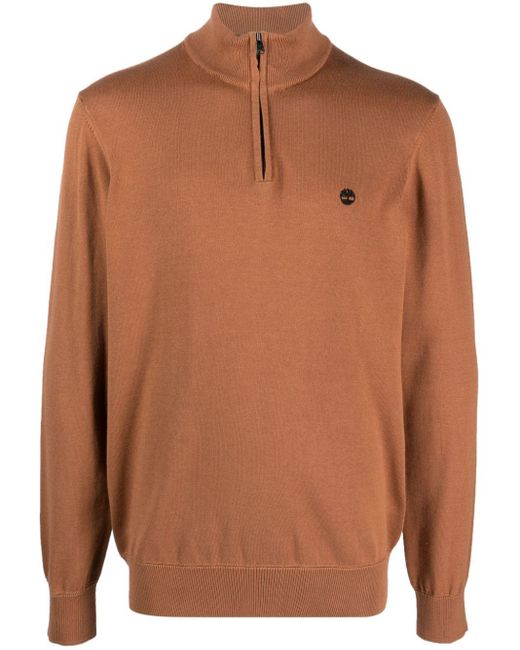 Timberland Brown Williams River Zip-up Cotton Jumper for men