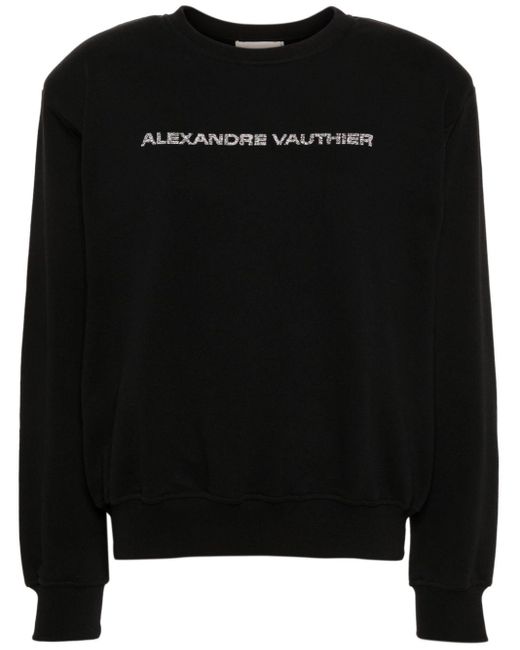 Alexandre Vauthier Black Rhinestone-embellished Sweatshirt