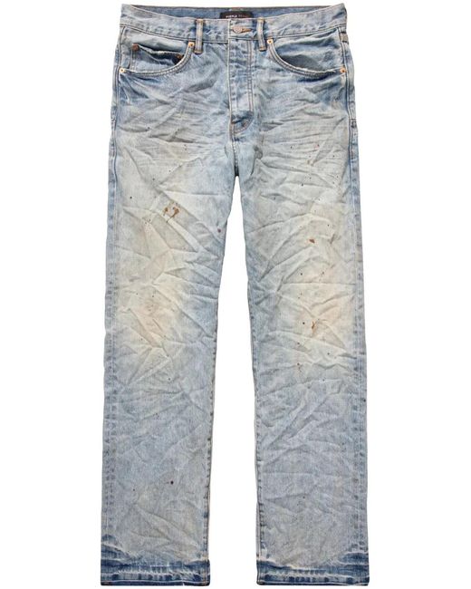Purple Brand Blue Crinkled Mid-Rise Straight-Leg Jeans for men