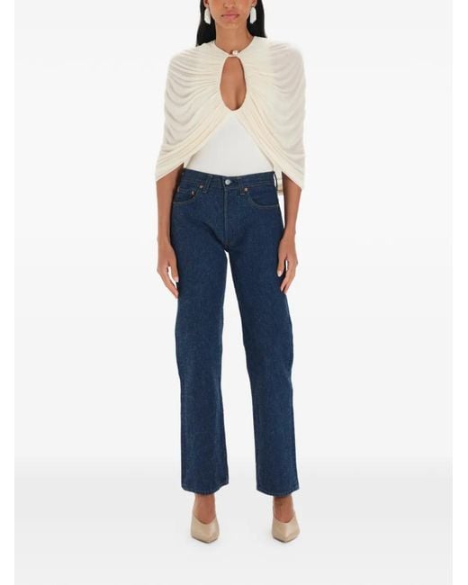 MANURI White Kokon Draped Blouse