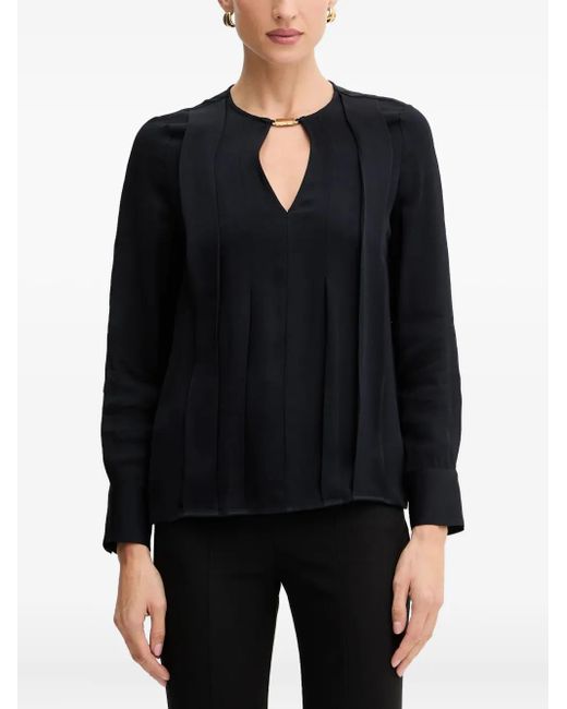 MARCIANO BY GUESS Black Keyhole Pleated Top