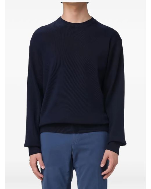 Manuel Ritz Blue Pull Côtelé À Col Rond for men