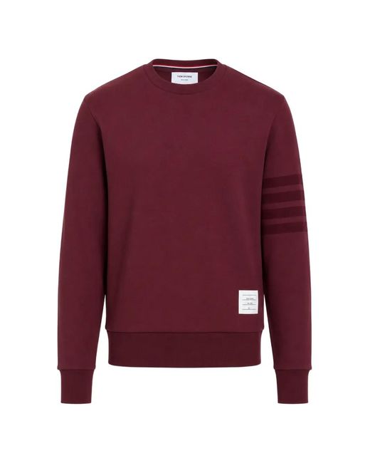 Thom Browne Red 4-Bar Crew-Neck Cotton Sweatshirt for men