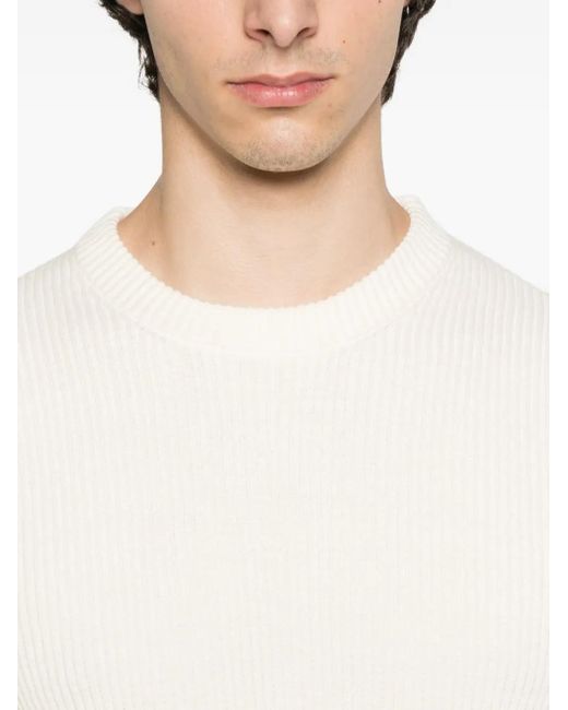 Stone Island Gerippter Pullover mit Logo-Patch in Natural für Herren