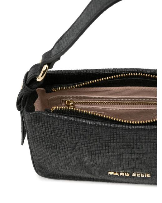 Marc Ellis Black Cleo Textured-Finish Shoulder Bag