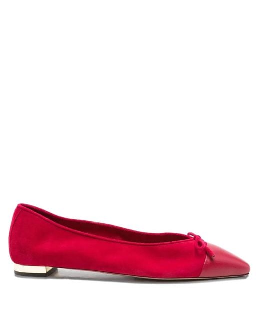 Aquazzura Red Bow-Detail Cap-Toe Flats
