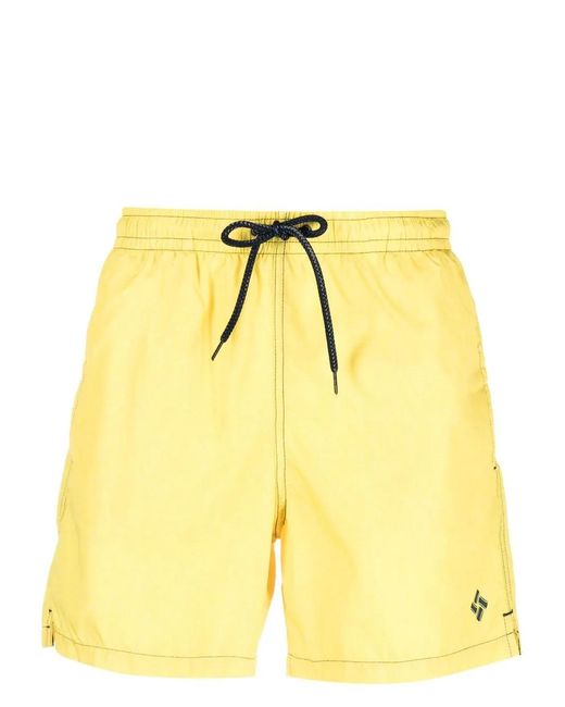 Drumohr Yellow Embroidered-Logo Swim Shorts for men