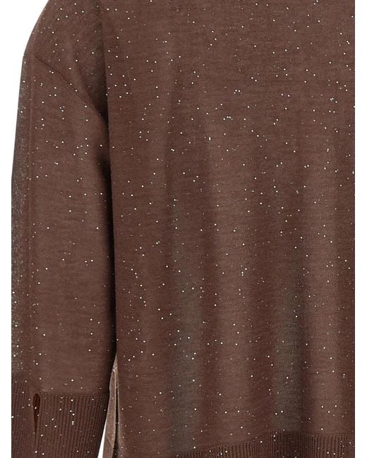 Kangra Brown Sequin-Embellished Buttoned Cardigan