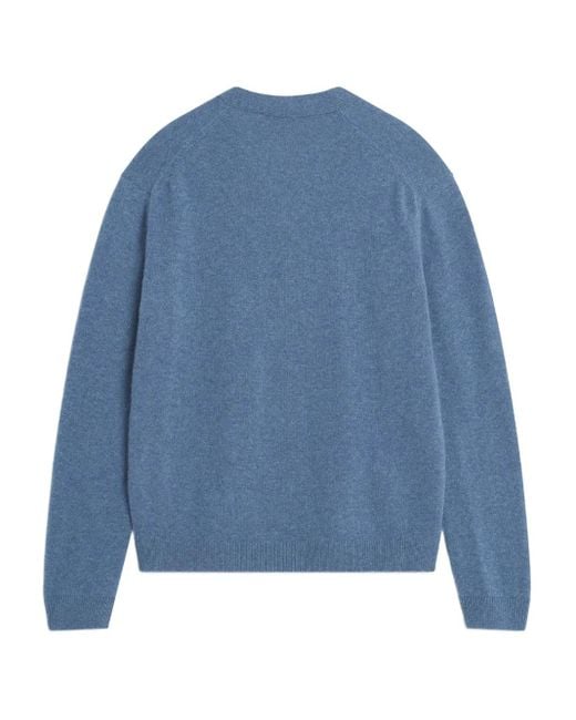 Maison Kitsuné Wollcardigan mit Fuchs-Patch in Blue für Herren