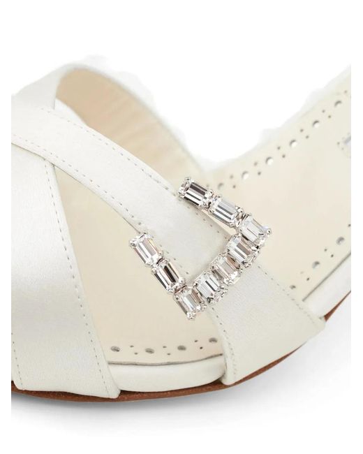 Manolo Blahnik White Ramisli Crystal-Embellished Strap Sandals