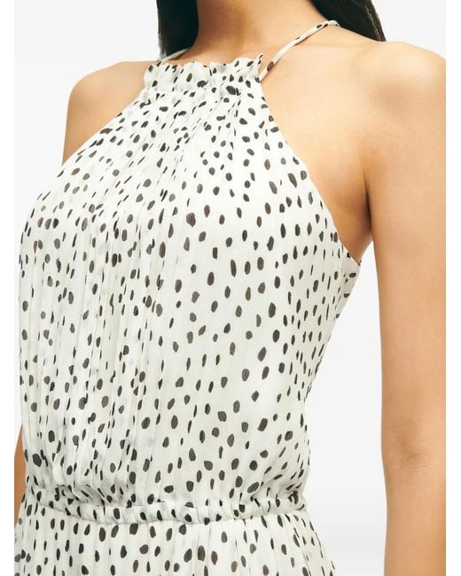Brooks Brothers White Dot-Print Halterneck Midi Dress