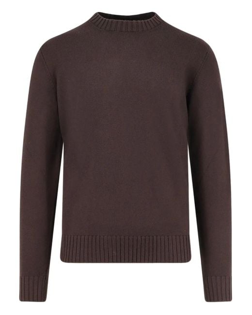 FILIPPO DE LAURENTIIS Brown Crew-Neck Sweater for men