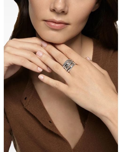 David Yurman White Sterling Five Row Cable Ring