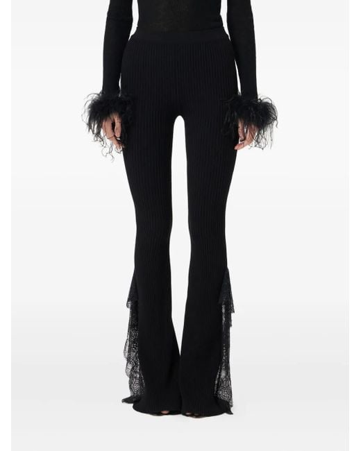 Blumarine Black Knit Insert Lace Pants