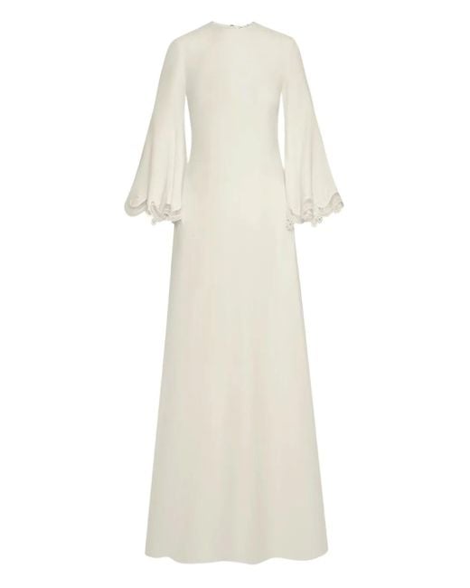 Robe-Caftan Bordée De Dentelle Oscar de la Renta en coloris White
