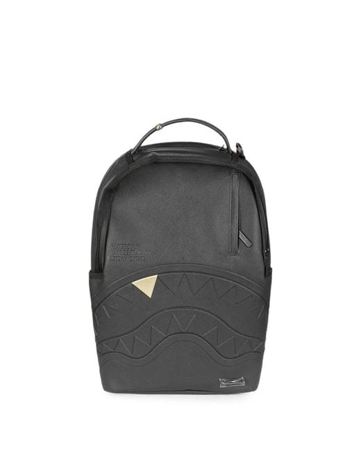 Sprayground Black The Golden Fang Shark Central Embossed Backpack for men