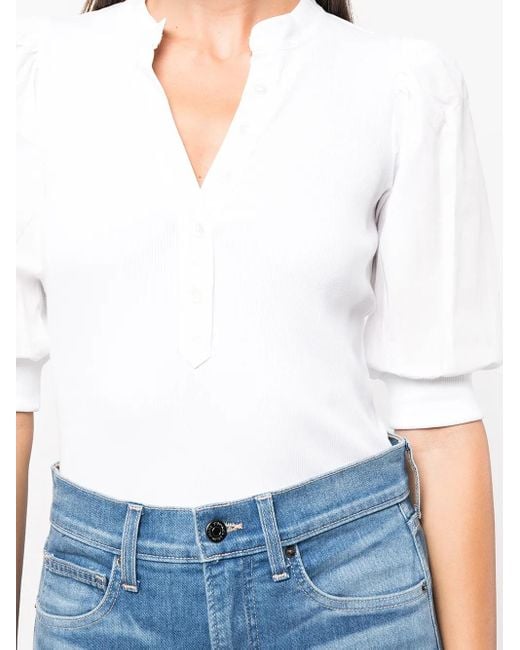 Veronica Beard White Coralee Button-Up Top