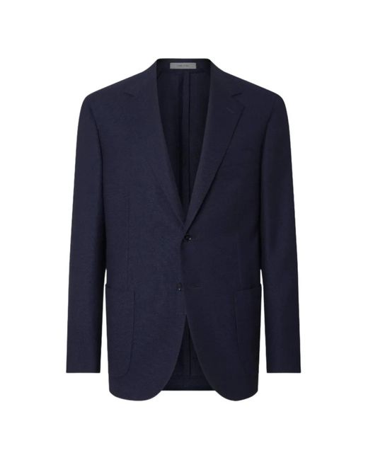 Corneliani Blue Twill-Weave Notched-Lapels Blazer for men