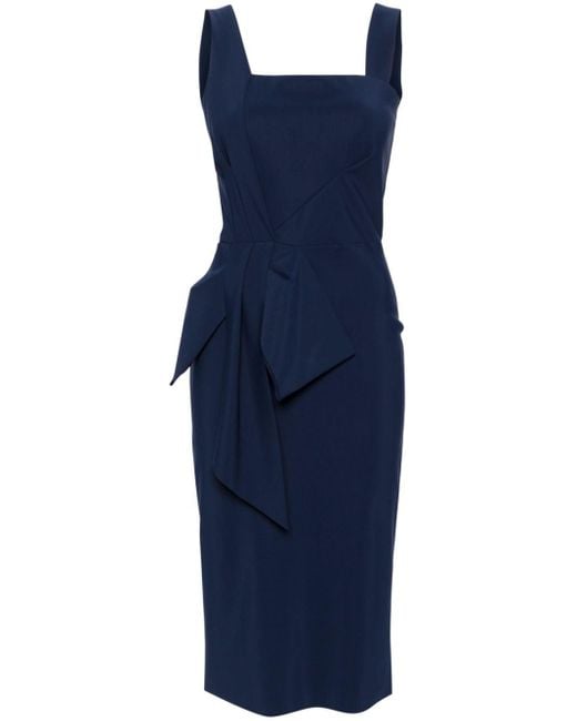 La Petite Robe Di Chiara Boni Midi-jurk Met Strikdetail in het Blue