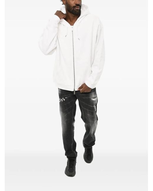 DSquared² White Full-Zip Drawstring Hoodie for men