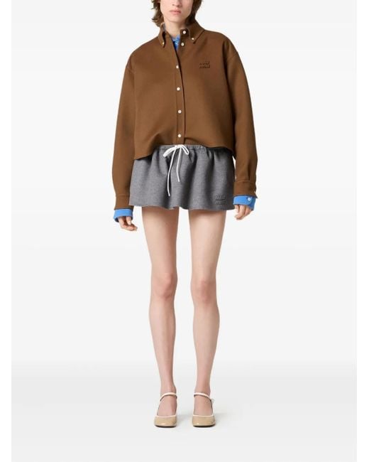 Miu Miu Gray Wool-Cashmere Mini Skirt