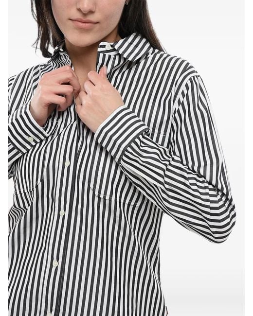 Woolrich Gray Sahariana Striped Shirt