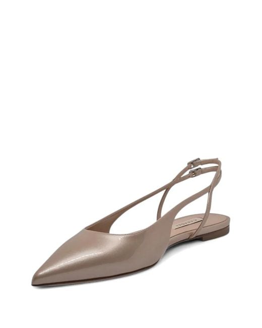 Casadei White Pointed-Toe Slingback Ballet Flats