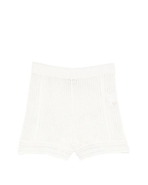 Bompard White Crocheted High-Waist Shorts