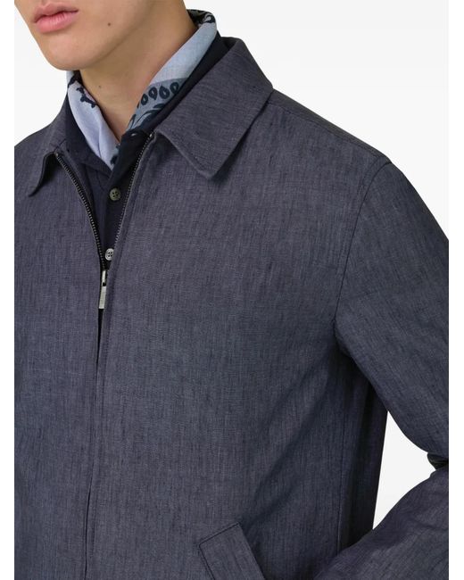 Boggi Blue Technical Linen Bomber Jacket for men