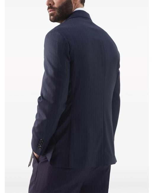 Brunello Cucinelli Blue Pinstripe Virgin-Wool Blazer for men