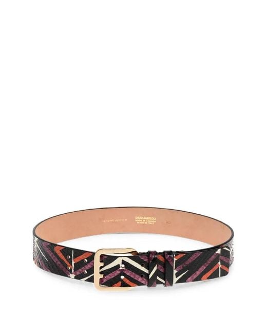 DSquared² White Snakeskin-Effect Abstract-Pattern Belt