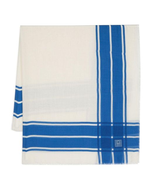 Totême  Blue Wool-silk Blanket Scarf