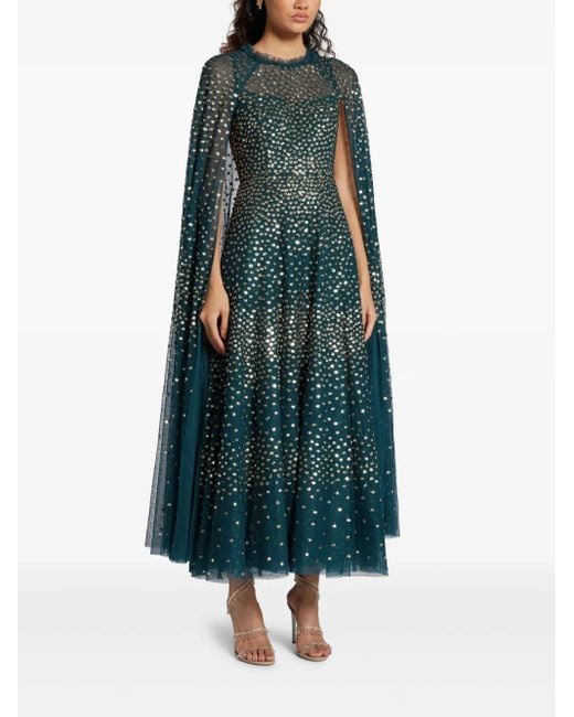 Needle & Thread Blue Sequined Cape Dress