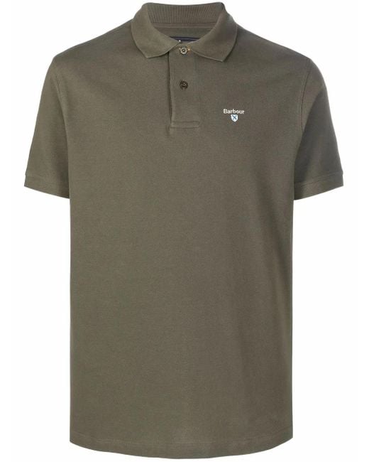 Barbour Green Embroidered-Logo Polo Shirt for men