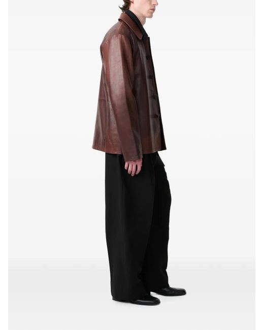 Studio Nicholson Brown Landau Leather Jacket