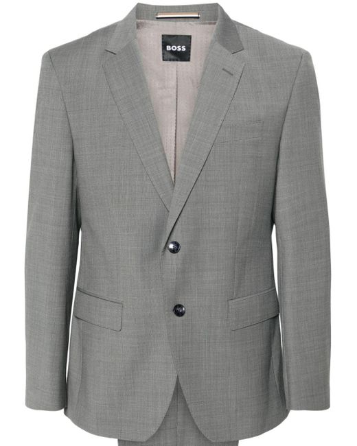 Boss Gray Single-breasted Suit for men