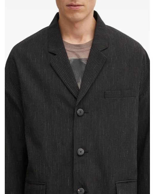 Visvim Black Pinstripe-Pattern Blazer for men