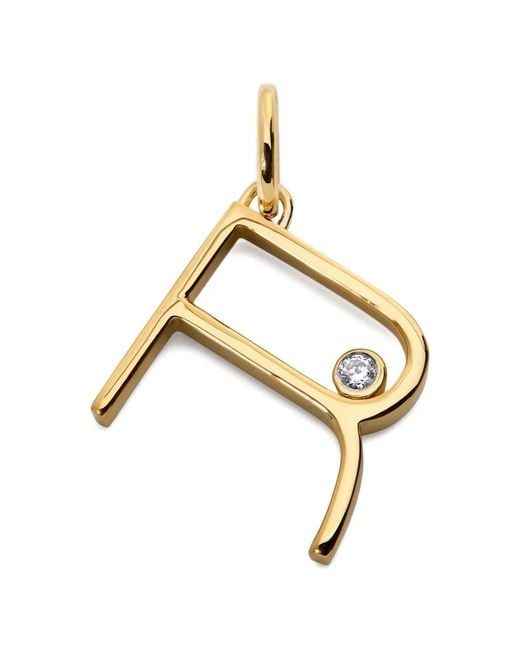 Monica Vinader Metallic Solitaire Diamond Initial Pendant