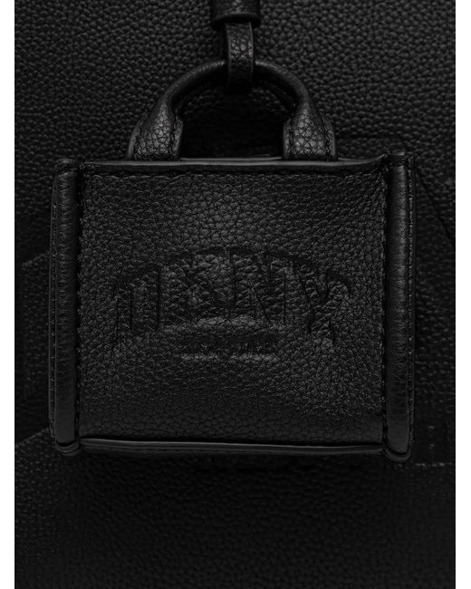 DKNY Black Grained Logo-Embossed Tote Bag