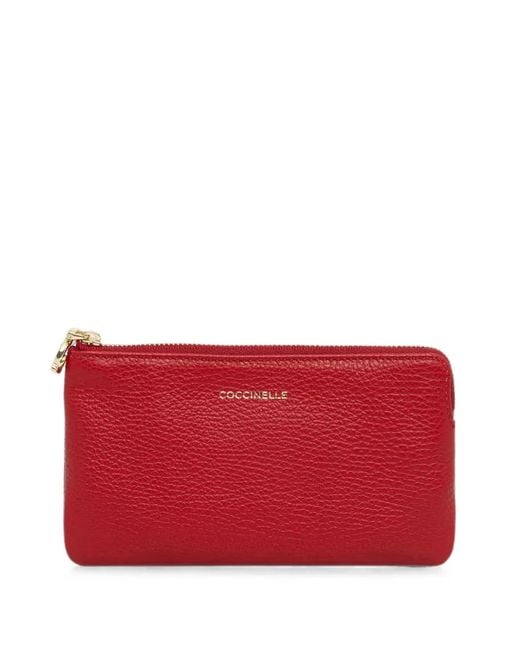 Coccinelle Red Small C-Me Softy Logo-Print Grained Leather Purse