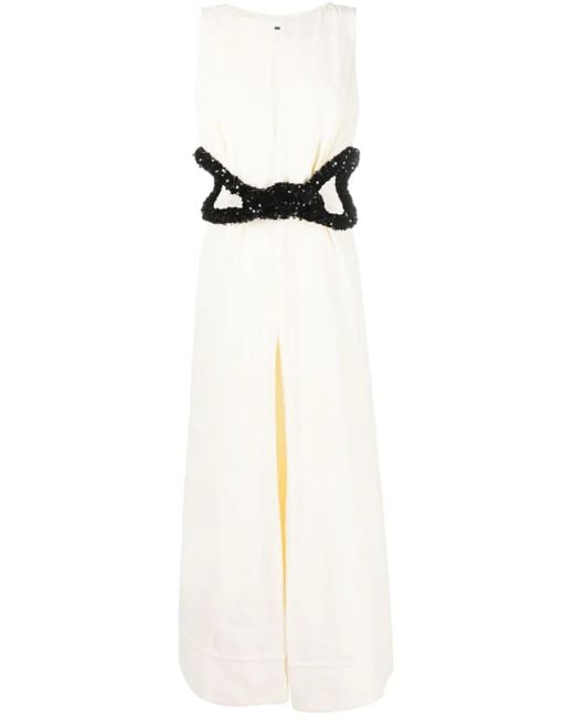 Jil Sander Natural Sequin-Embellished A-Line Gown